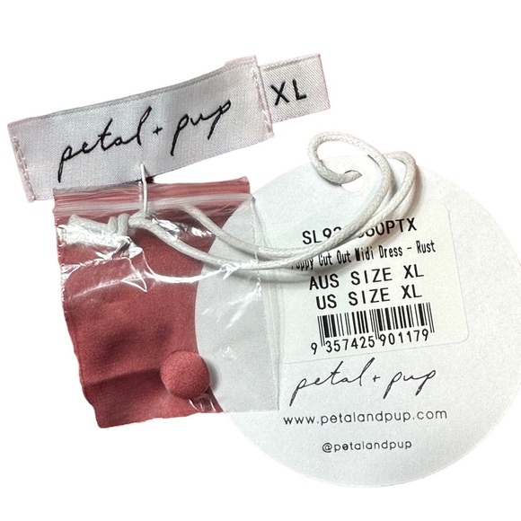 Petal + Pup Pink Poppy Cutout Midi Satin Dress US XL - Picture 8 of 9